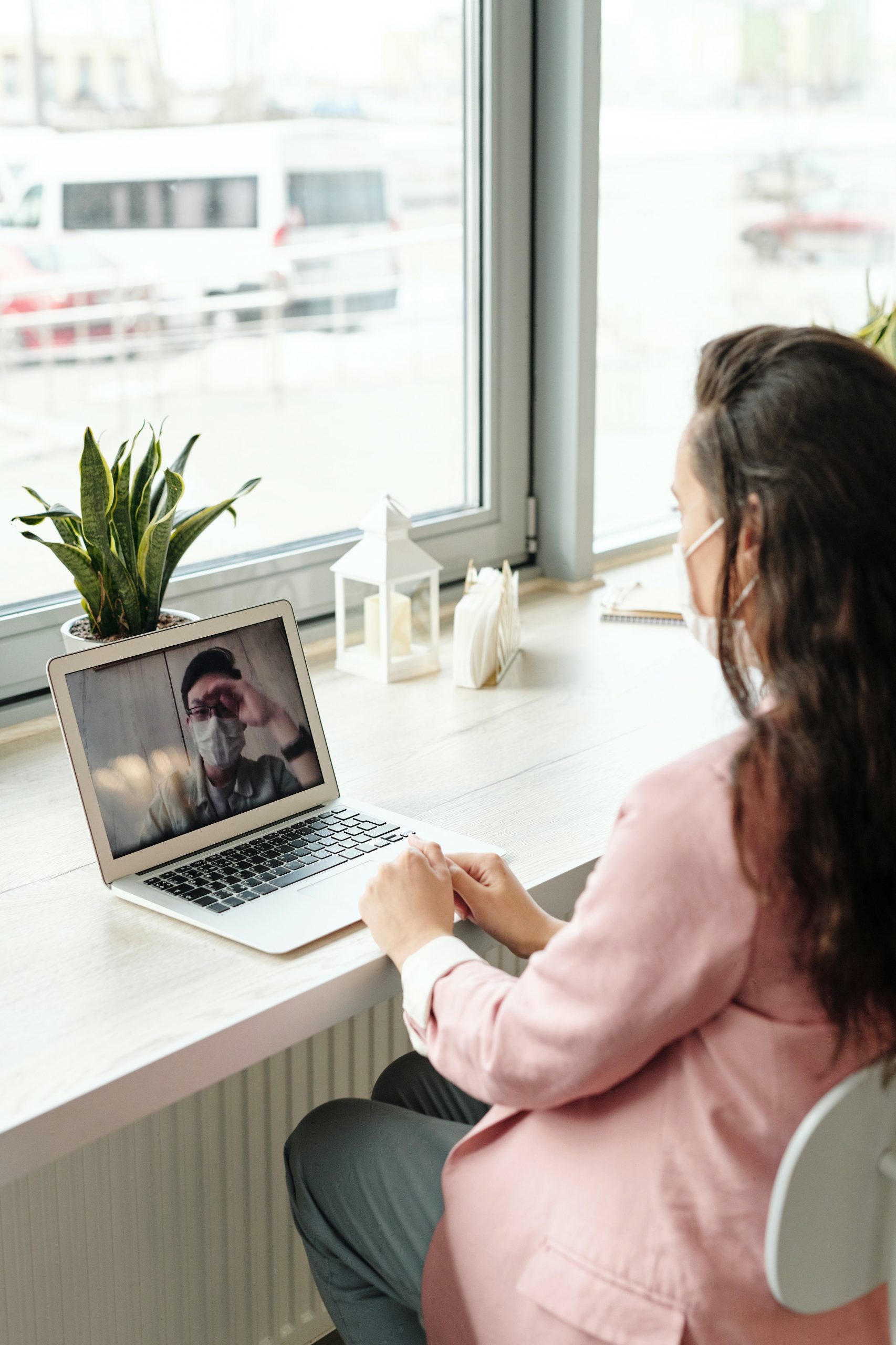 woman on laptop video call